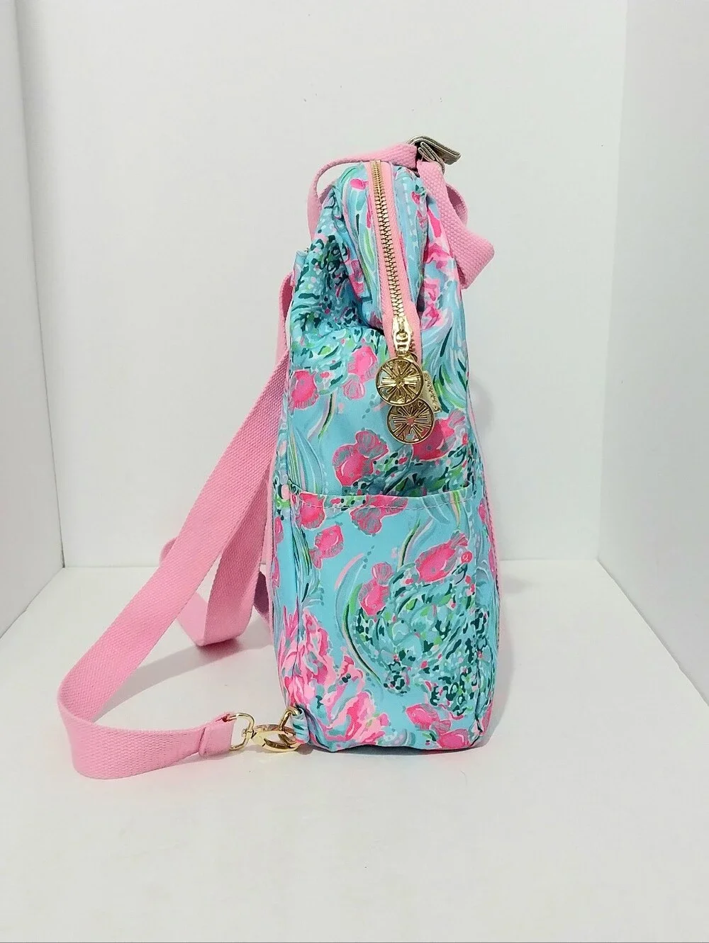 Floral Convertible Backpack Tote - Pink & Aqua by